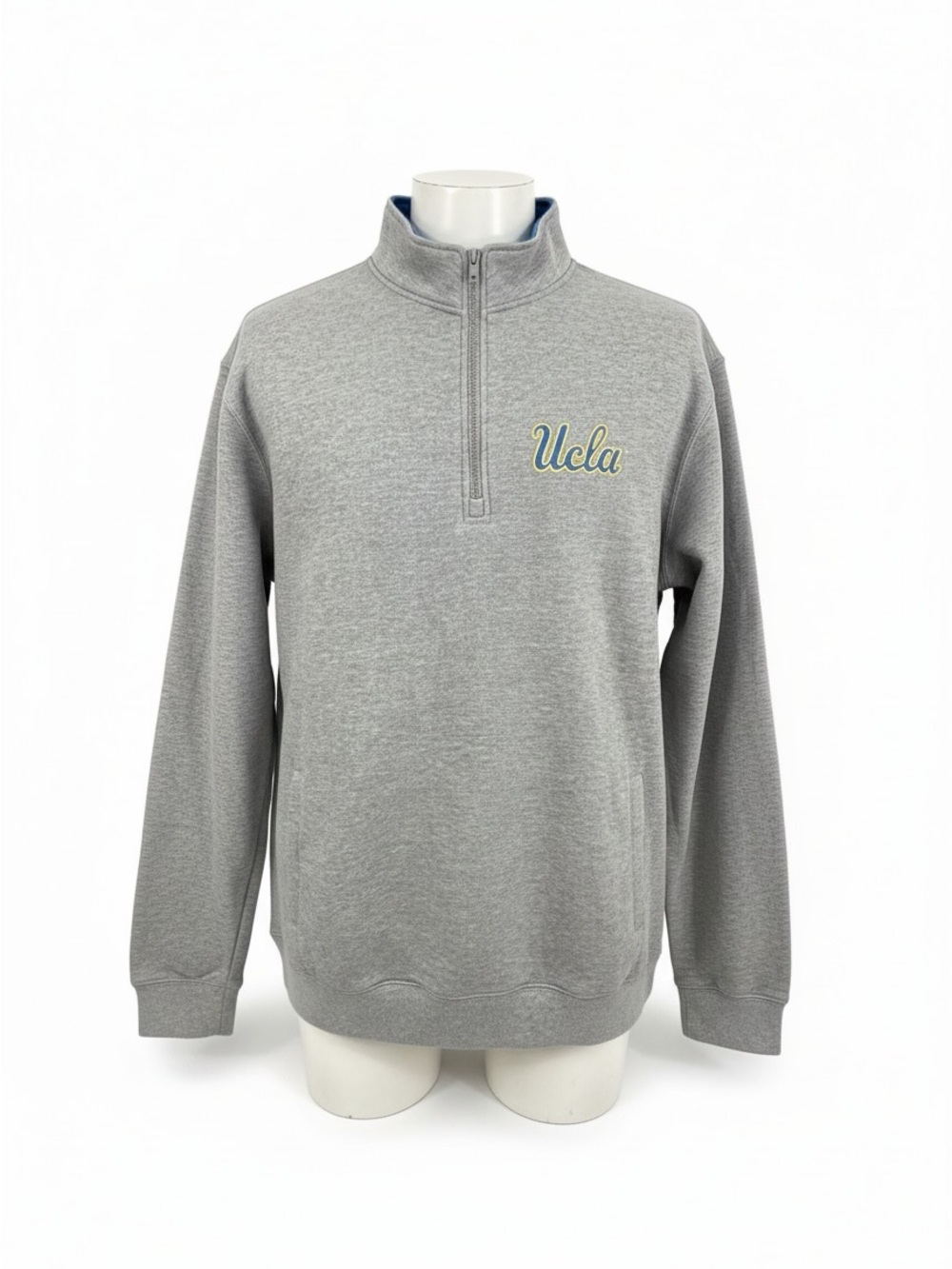 NEW UCLA Bruins Men's Colosseum 1/4 Zip Grey Stitched Pullover (XL) NWT